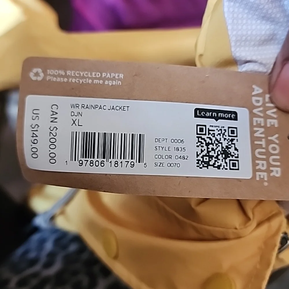 Eddie Bauer Women's RainPac Waterproof Rain Jacke. Xl. NWT - Picture 7 of 7